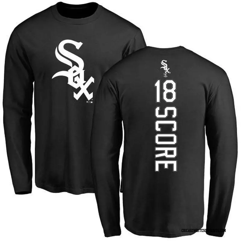 Men's Chicago White Sox ＃18 Herb Score Black Backer Long Sleeve T-Shirt