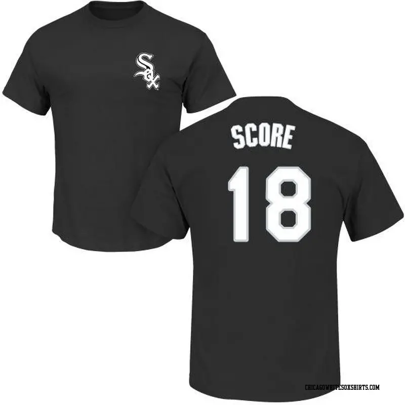 Men's Chicago White Sox ＃18 Herb Score Black Roster Name & Number T-Shirt