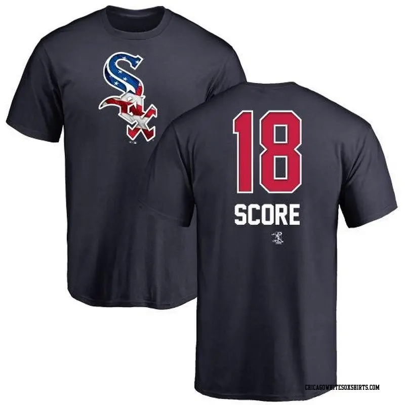 Men's Chicago White Sox ＃18 Herb Score Navy Branded Name and Number Banner Wave T-Shirt