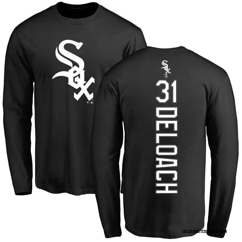 Men's Chicago White Sox ＃31 Zach DeLoach Black Backer Long Sleeve T-Shirt