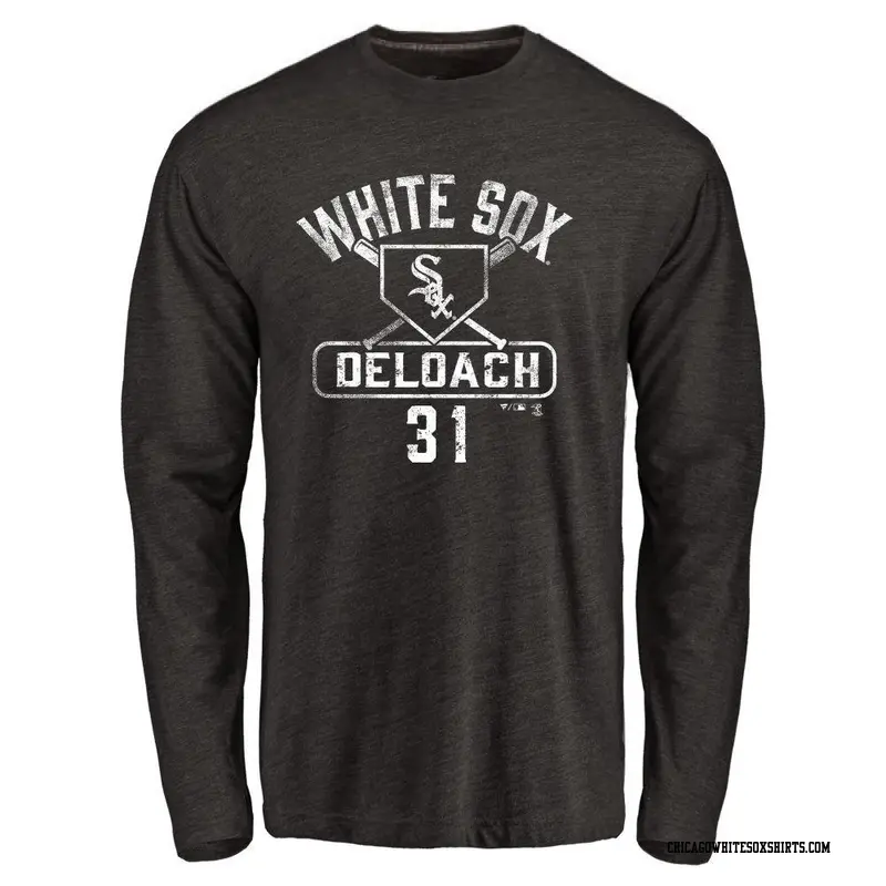 Men's Chicago White Sox ＃31 Zach DeLoach Black Base Runner Long Sleeve T-Shirt