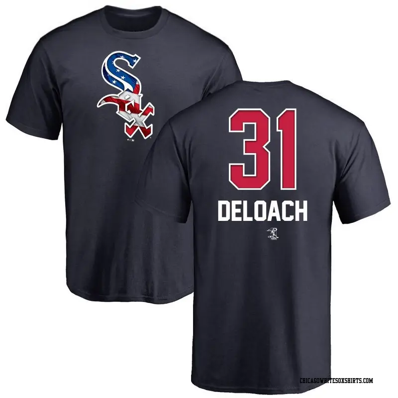 Men's Chicago White Sox ＃31 Zach DeLoach Navy Name and Number Banner Wave T-Shirt