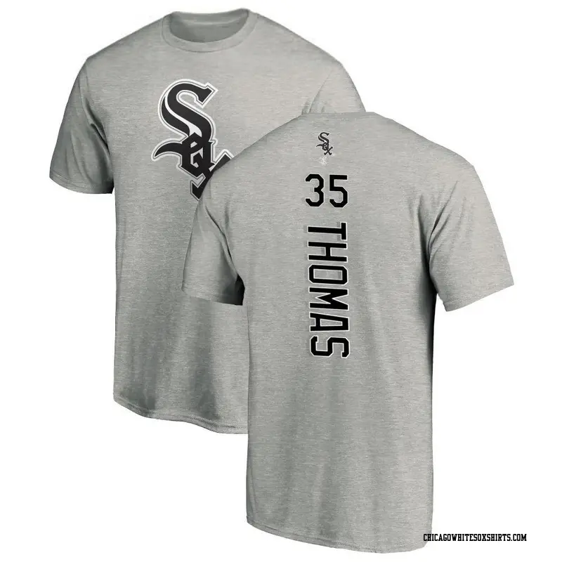 Men's Chicago White Sox ＃35 Frank Thomas Ash Backer T-Shirt