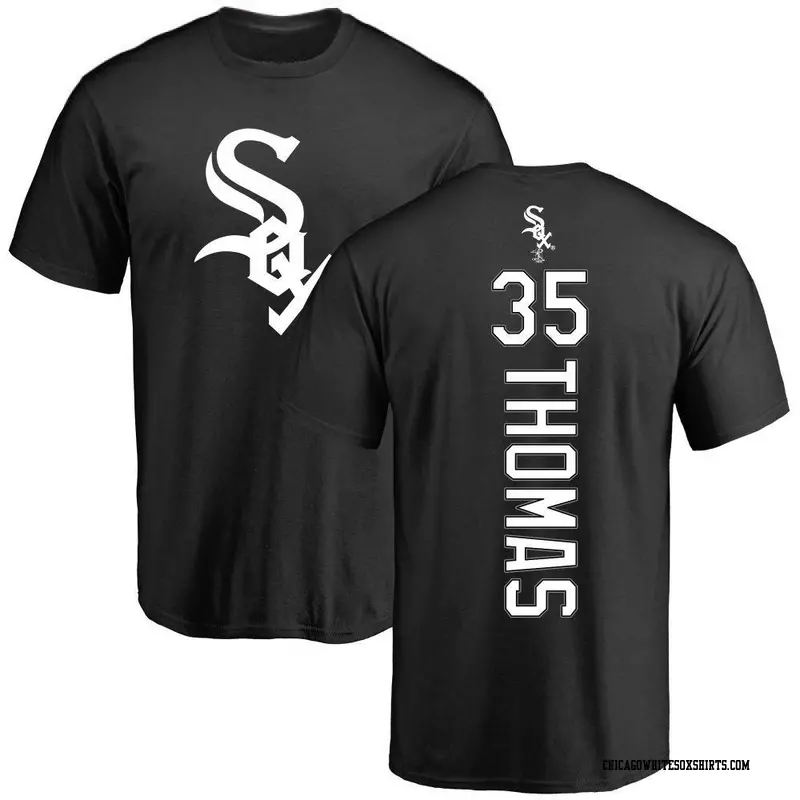 Men's Chicago White Sox ＃35 Frank Thomas Black Backer T-Shirt