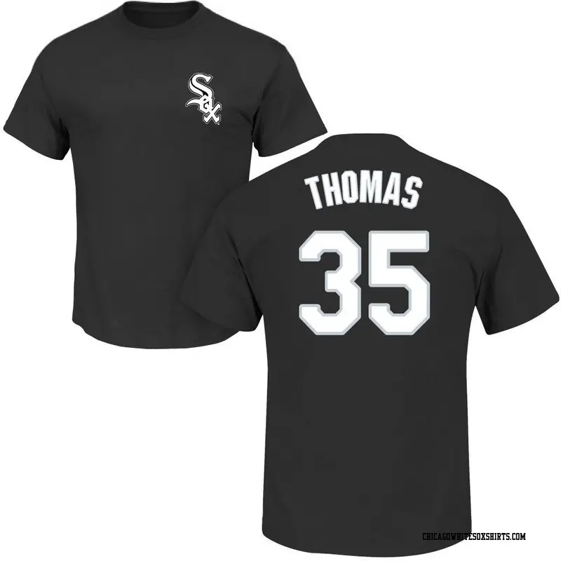 Men's Chicago White Sox ＃35 Frank Thomas Black Roster Name & Number T-Shirt