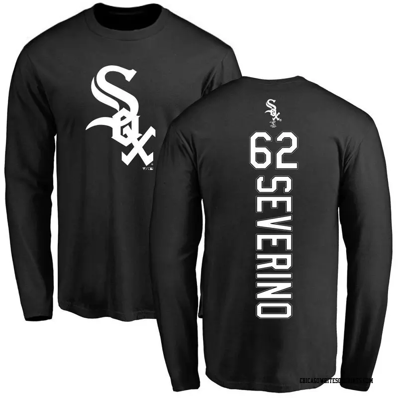 Men's Chicago White Sox ＃62 Anderson Severino Black Backer Long Sleeve T-Shirt