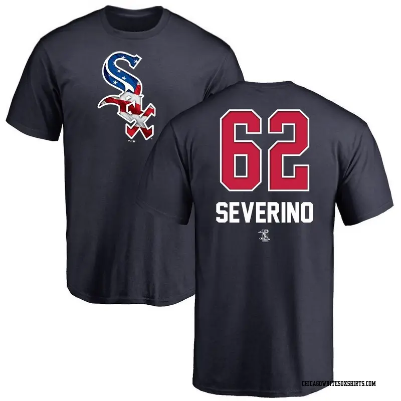 Men's Chicago White Sox ＃62 Anderson Severino Navy Name and Number Banner Wave T-Shirt