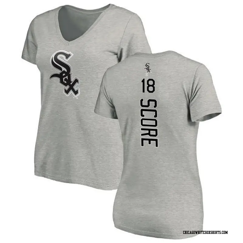 Women's Chicago White Sox ＃18 Herb Score Ash Backer Slim Fit T-Shirt