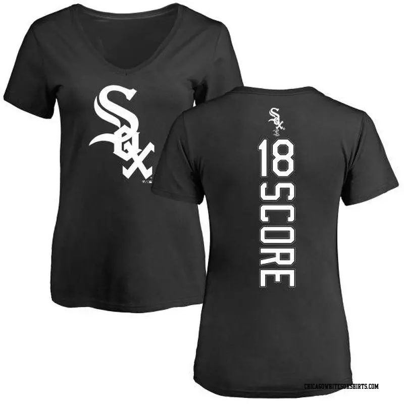 Women's Chicago White Sox ＃18 Herb Score Black Backer Slim Fit T-Shirt