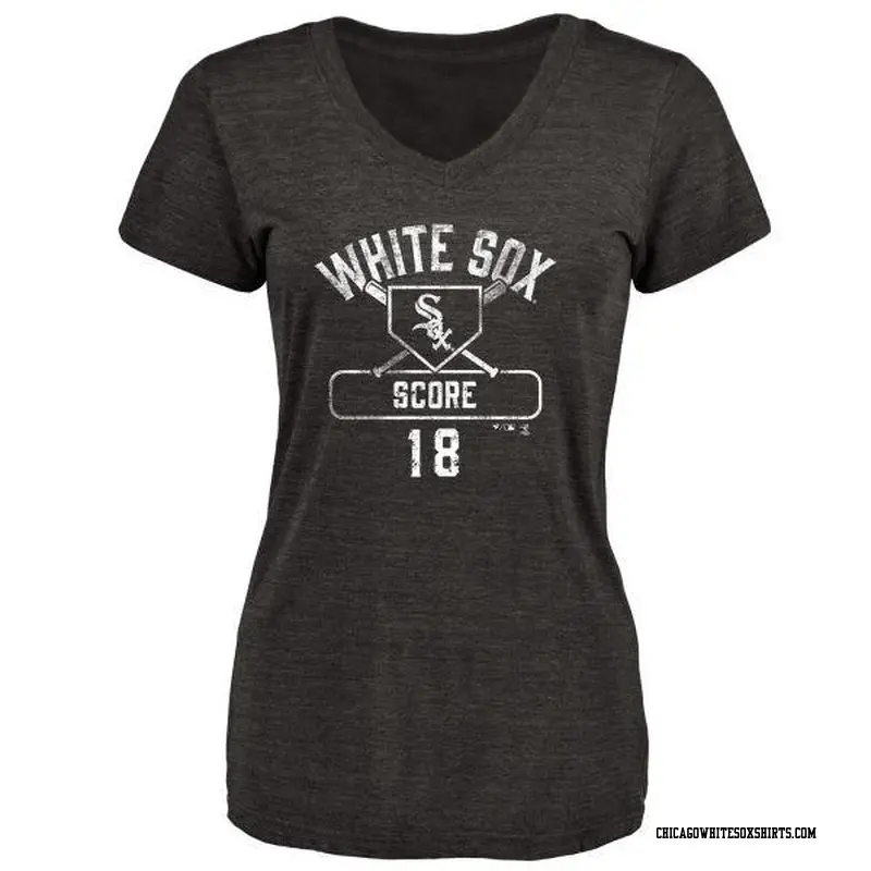 Women's Chicago White Sox ＃18 Herb Score Black Branded Base Runner T-Shirt