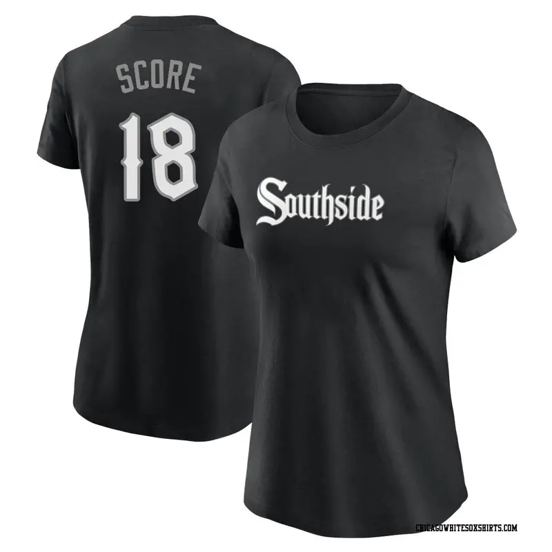 Women's Chicago White Sox ＃18 Herb Score Black City Connect Name & Number T-Shirt