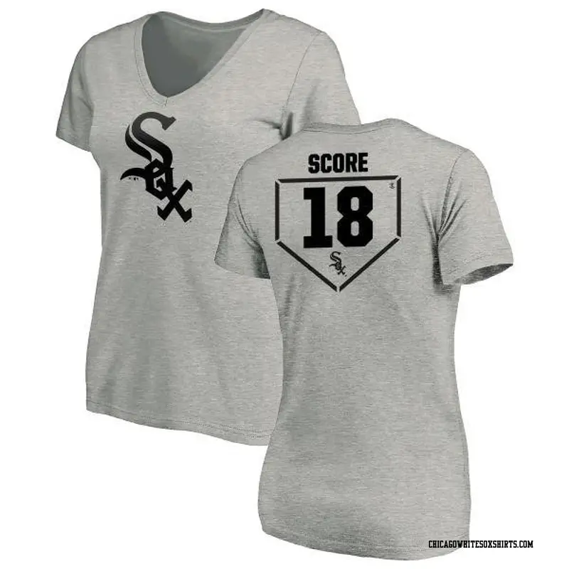 Women's Chicago White Sox ＃18 Herb Score Gray Branded RBI Slim Fit V-Neck T-Shirt Heathered