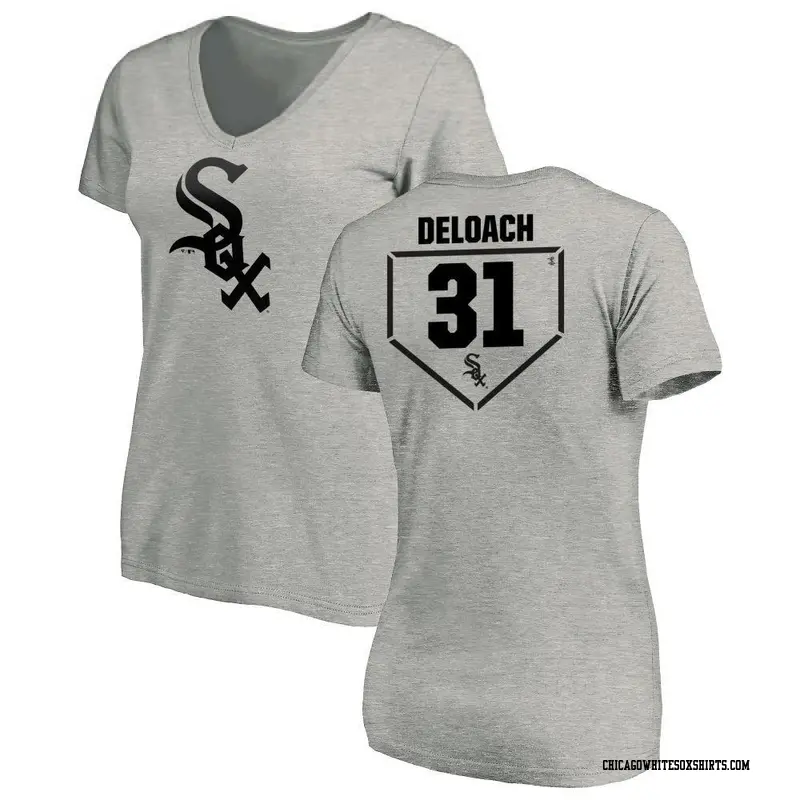 Women's Chicago White Sox ＃31 Zach DeLoach Gray RBI Slim Fit V-Neck T-Shirt Heathered