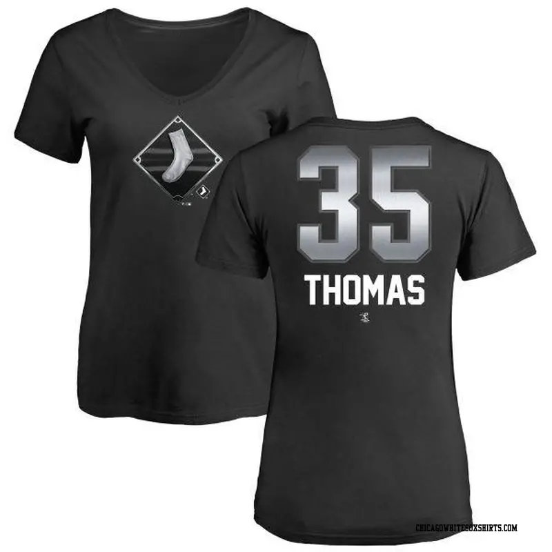 Women's Chicago White Sox ＃35 Frank Thomas Black Branded Midnight Mascot V-Neck T-Shirt