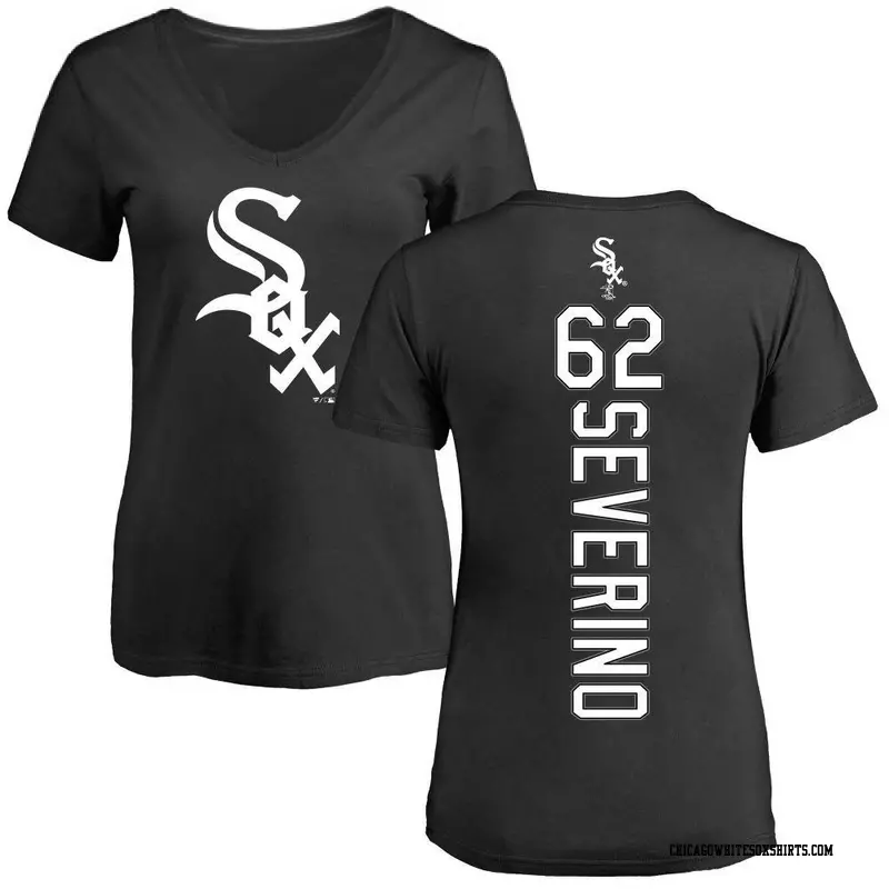 Women's Chicago White Sox ＃62 Anderson Severino Black Backer Slim Fit T-Shirt