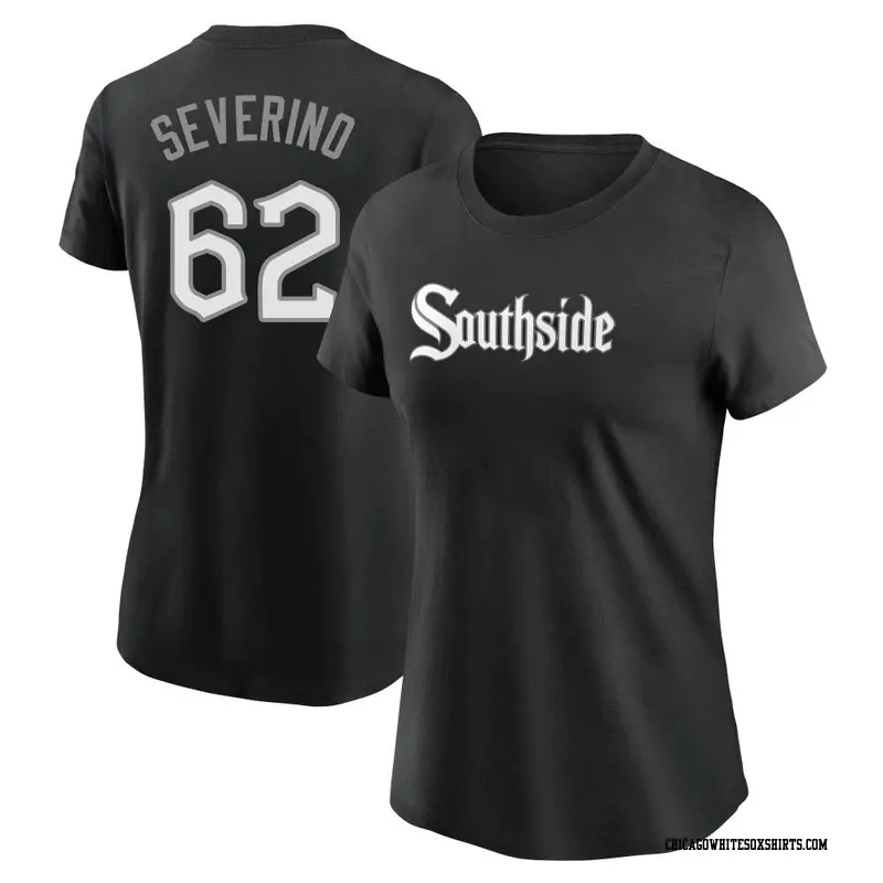 Women's Chicago White Sox ＃62 Anderson Severino Black City Connect Name & Number T-Shirt