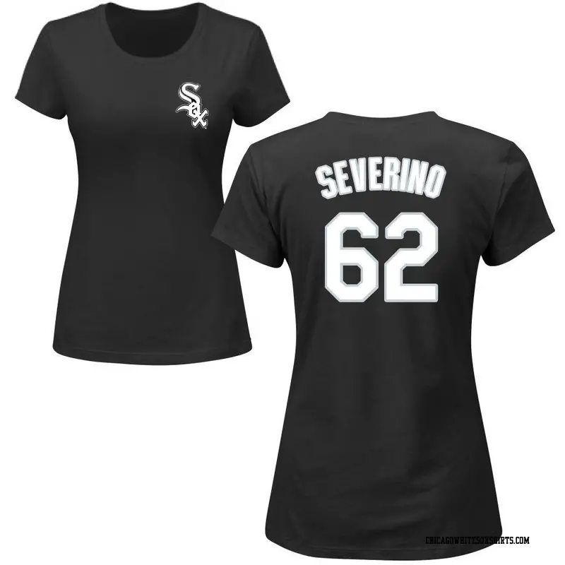 Women's Chicago White Sox ＃62 Anderson Severino Black Roster Name & Number T-Shirt