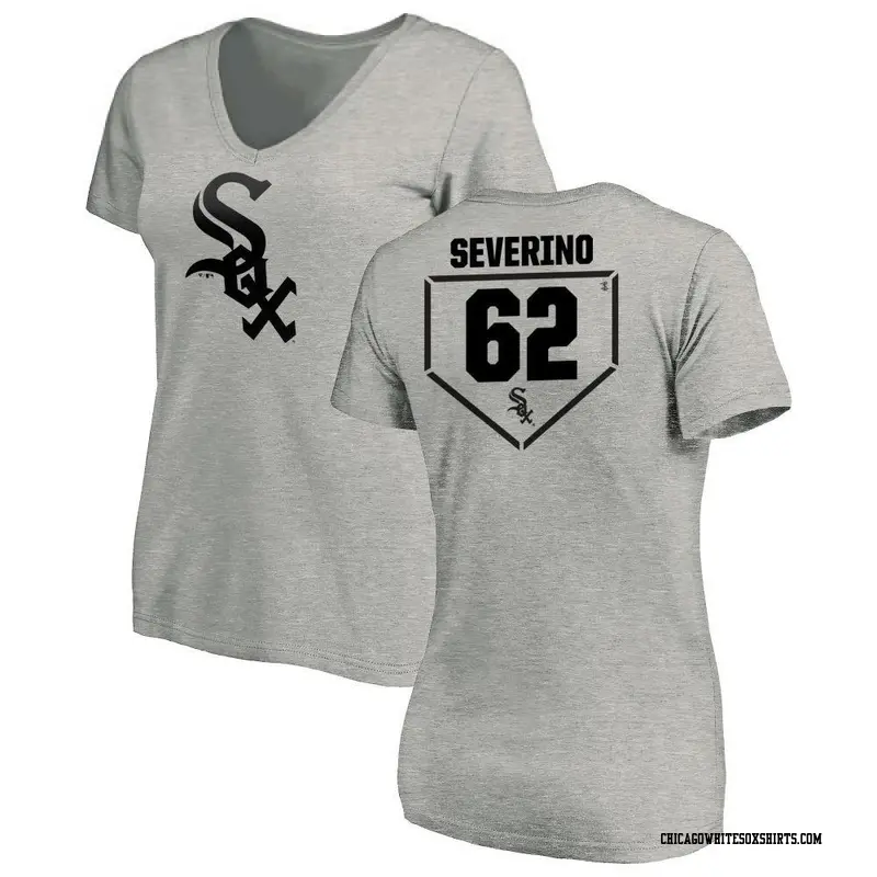 Women's Chicago White Sox ＃62 Anderson Severino Gray RBI Slim Fit V-Neck T-Shirt Heathered